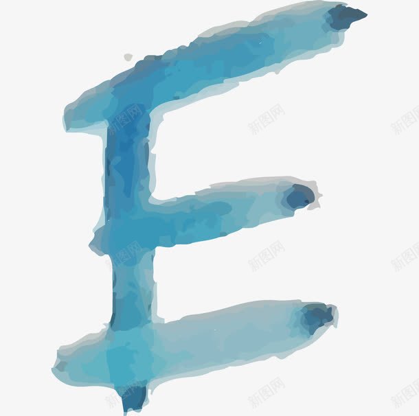 水墨英文字母Epng免抠素材_88icon https://88icon.com 创意E 卡通 水墨字母 水彩字母 泼墨英文字母 英文 蓝色字母