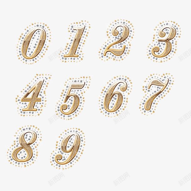 金色数字艺术字png免抠素材_88icon https://88icon.com 创意数字 数字 金色数字