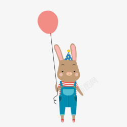 可爱的拿着气球的小兔子矢量图素材