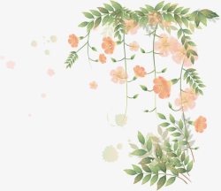 粉红花卉装饰画手绘花草边框高清图片