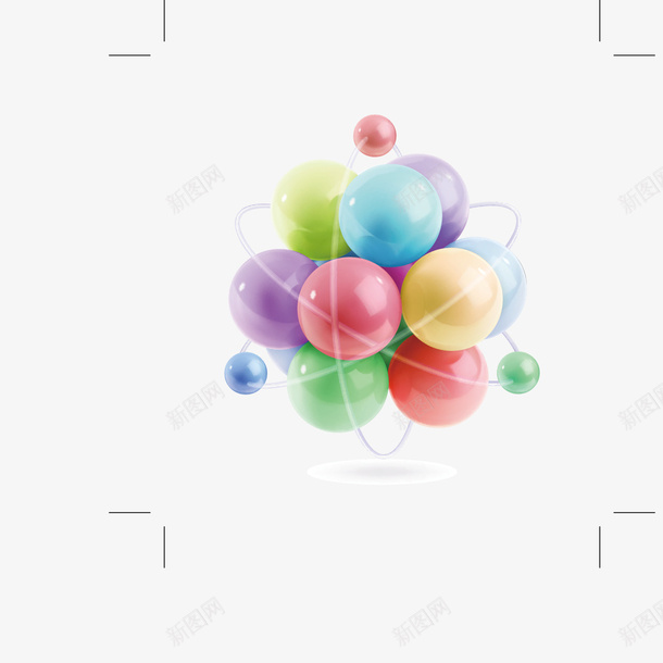 彩色球体聚合环绕矢量图ai免抠素材_88icon https://88icon.com 分子 分子结构 化学 化学式 物理 科学研究 矢量图