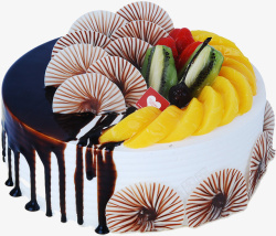 蛋糕房透明背景淋撒巧克力水果创意蛋糕高清图片