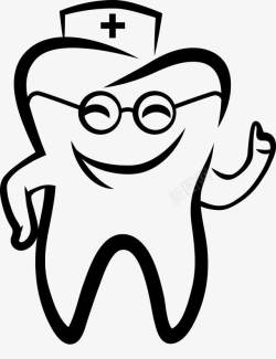 牙齿笑容卡通戴眼镜的微笑牙医生高清图片