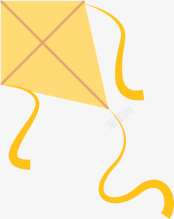 放风筝的童年黄色扁平简约风筝高清图片