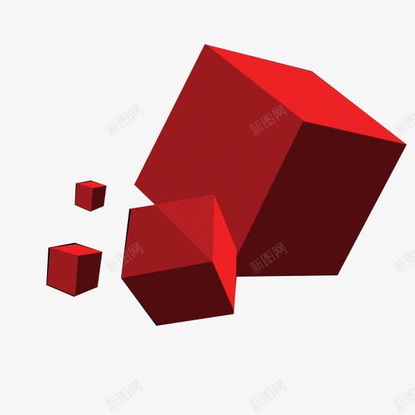 红色矩形创意png免抠素材_88icon https://88icon.com 3D立体 四四方方 正方形 渐变