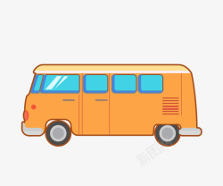 卡通公交车卡通手绘黄色的大巴车高清图片