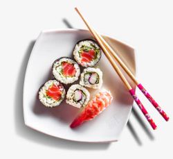 甜虾刺身餐具盘子寿司筷子高清图片
