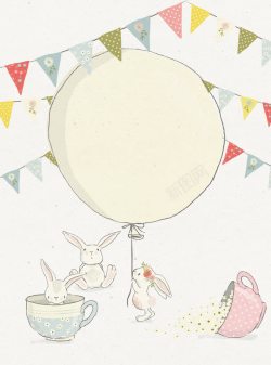 气球下的兔子素材