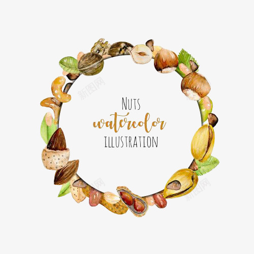 手绘坚果圈水彩画png免抠素材_88icon https://88icon.com 合同 圆形 坚果 巴旦木 手绘 手绘腰果 杏仁 核桃 榛子 水彩 腰果 花生 设计