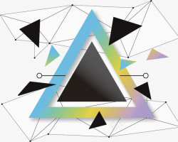 蓝色网状感叹号创意三角形高清图片