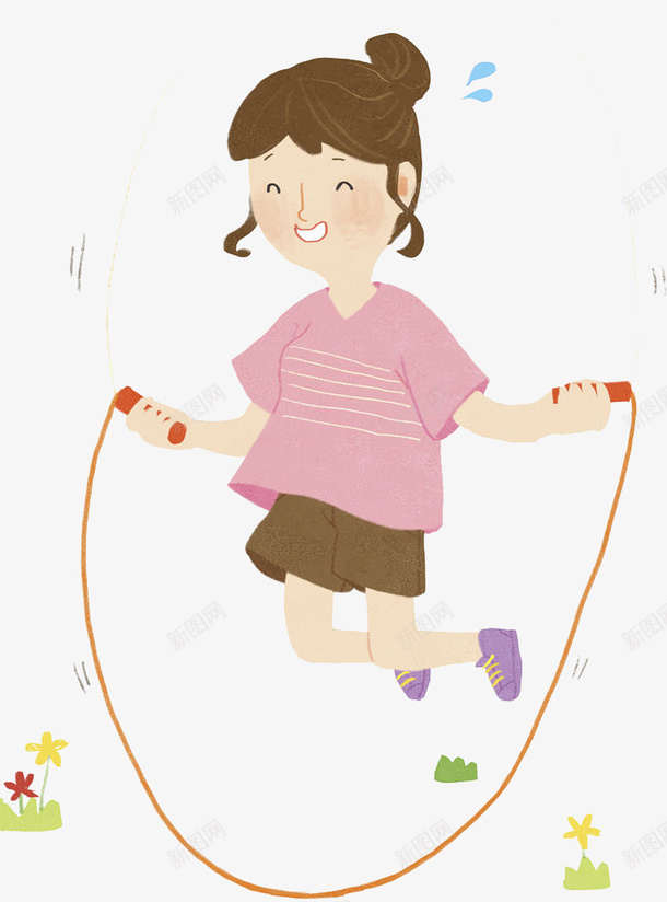 跳绳的女孩图png免抠素材_88icon https://88icon.com 做运动 女孩 学生 孩子 微笑 水彩 跳绳 高兴