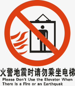 安全乘坐电梯火灾禁止使用电梯矢量图高清图片