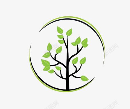 绿色的产品圆形树木logo图标图标