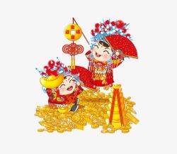 中式卡通新郎新娘婚礼人物素材