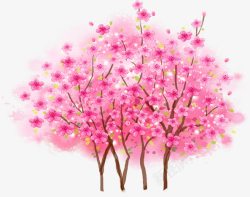 粉色桃花春季水彩画素材