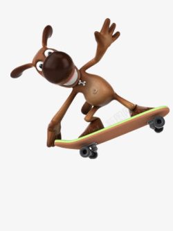 玩滑板的小灰狗素材
