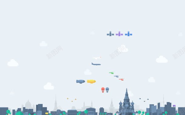 手绘卡通飞机气球城堡jpg设计背景_88icon https://88icon.com 卡通 城堡 气球 飞机