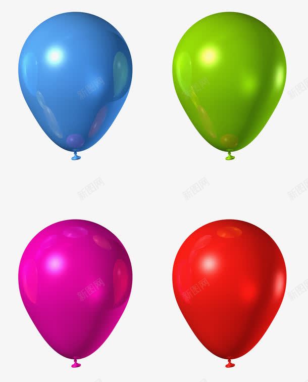 4个气球png免抠素材_88icon https://88icon.com 气球墙 氢气球 玩具 紫色 红色 绿色 蓝色