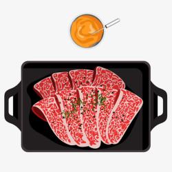 精美海鲜烧牛肉黄油手绘烤肉火锅美食高清图片