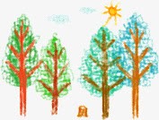 蜡笔树木卡通装饰可爱元素蜡笔画树木风高清图片
