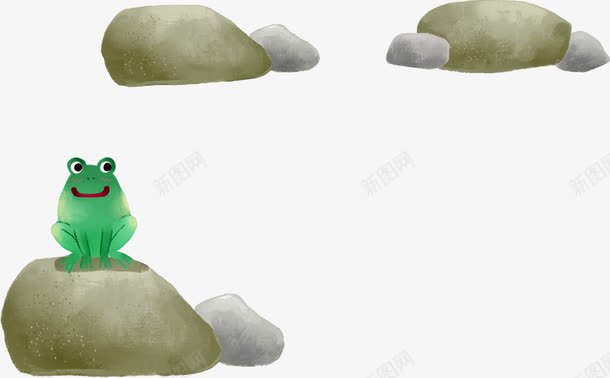 手绘卡通石头青蛙png免抠素材_88icon https://88icon.com 卡通 堆石块 石头 青蛙