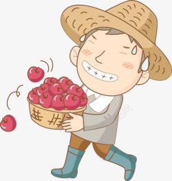 农民抱麦子抱苹果的农民高清图片