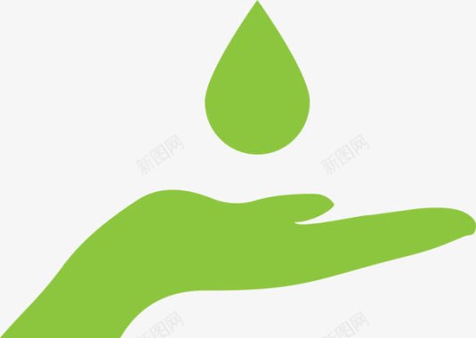 logo环保绿色手接水滴图标图标