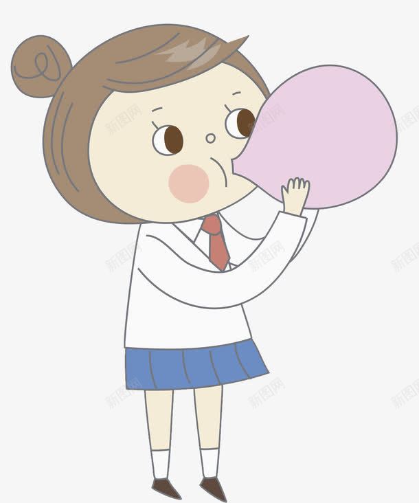 吹气球的女孩png免抠素材_88icon https://88icon.com 可爱的 女孩 学生 插图 气球 漂亮的 玩耍的
