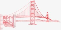 拉索大桥线描无纺布袋长江大桥建筑矢量图高清图片