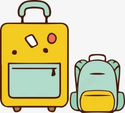 手绘旅行箱黄色旅行箱背包旅游常备物品小图矢量图图标高清图片