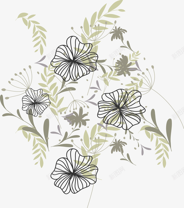 暗绿色复古花纹png免抠素材_88icon https://88icon.com 复古 暗绿色 花纹