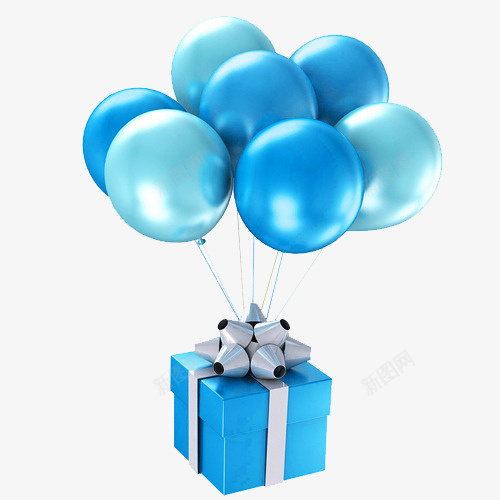 带着气球的礼物png免抠素材_88icon https://88icon.com 求 礼物盒 节日 蓝色