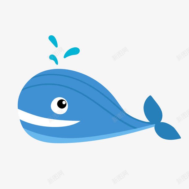 卡通蓝色鲸鱼png免抠素材_88icon https://88icon.com 卡通海洋动物 卡通鲸鱼 背景装饰 蓝色鲸鱼