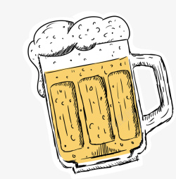 卡通酒水线条简笔啤酒杯里的啤酒高清图片