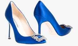 Blahnik蓝色镶钻马诺洛品牌高跟鞋女鞋高清图片