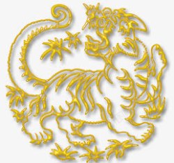 金色中国风老虎线条素材