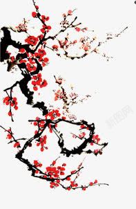 中国风红色梅花名片装饰素材