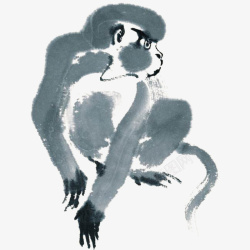 水墨猴子中国风水墨画猴子高清图片