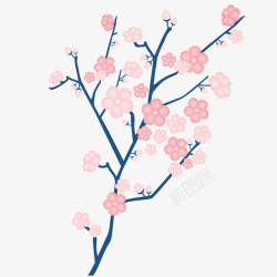 唯美粉红桃花花朵矢量图素材