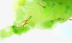 水彩绿树梦幻植物素材
