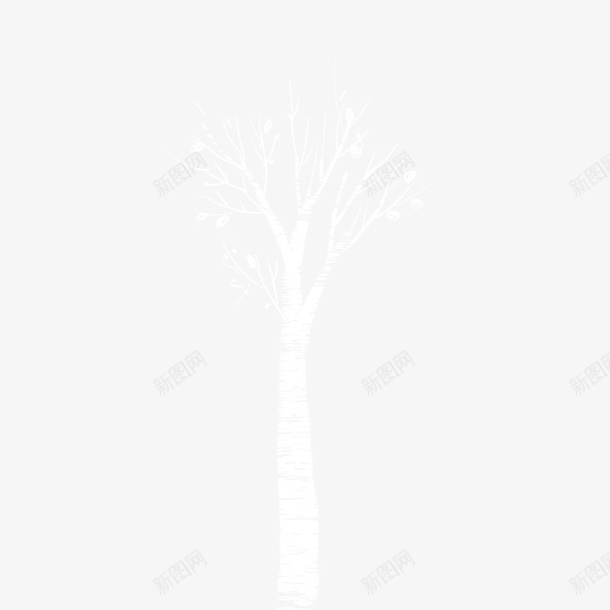 手绘白色冬季树木png免抠素材_88icon https://88icon.com 冬季树木 手续树木 柿子树 白色树木