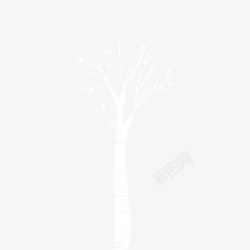 手绘白色冬季树木素材