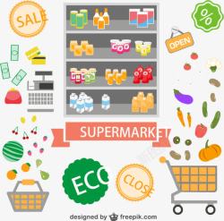 食品标贴童趣超市购物元素矢量图高清图片