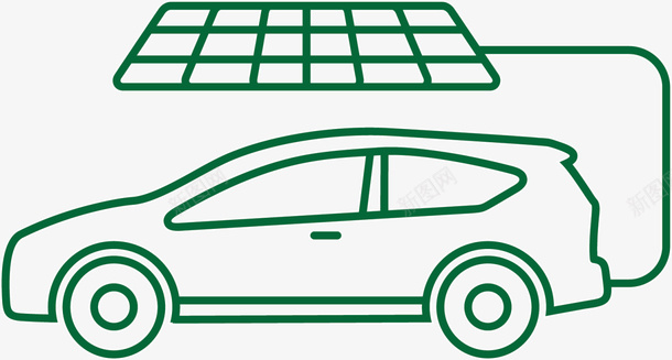 绿色线条太阳能小车png免抠素材_88icon https://88icon.com 世界环境日 太阳能汽车 环保 生态循环 绿色汽车 绿色能源 自然