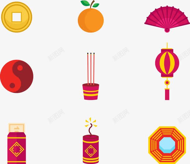 节庆用品集合png免抠素材_88icon https://88icon.com 上香 创意 卡通香火 太极 手绘 橘子 水果 红包 纸票 铜币 香火