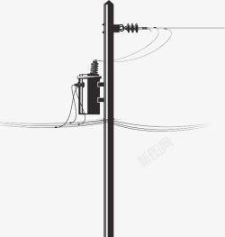 铁柱手绘扁平化电路电线杆高清图片