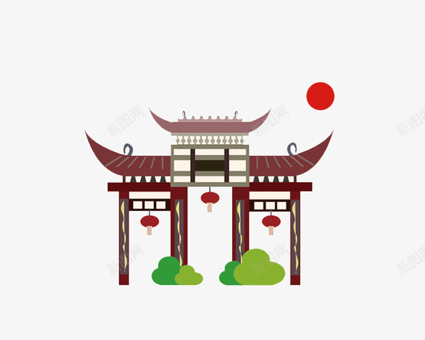 卡通手绘孔庙png免抠素材_88icon https://88icon.com 中国底蕴 中国文化 卡通孔庙 古代文化 红色之旅 透明抠图