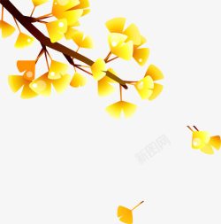 水彩树干银杏叶矢量图高清图片
