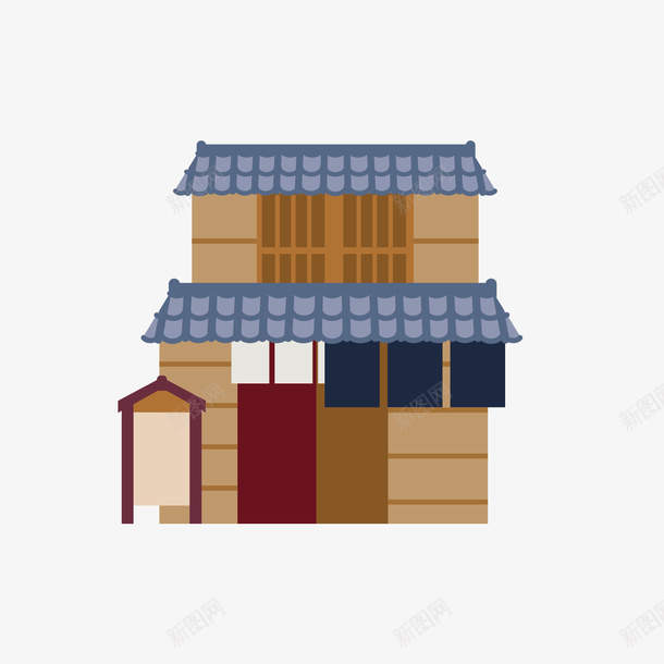 可爱日本房子手绘矢量图ai免抠素材_88icon https://88icon.com 个性 创意 屋子 手绘矢量 木屋 简约插图 蓝色瓦片 门口 矢量图