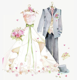 礼服定制浪漫手绘表白日婚礼婚庆高清图片